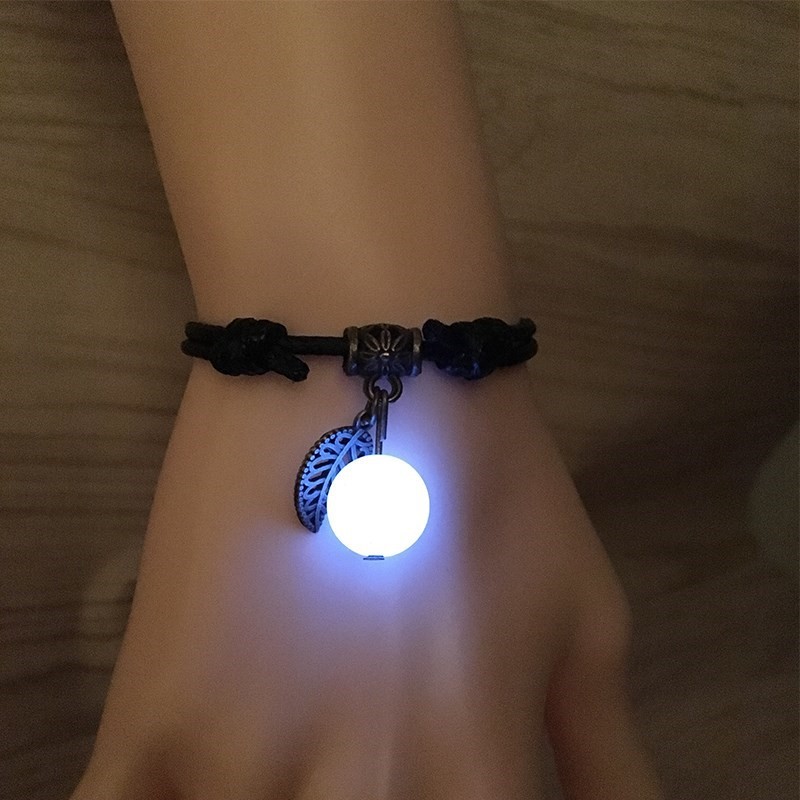 Moda luminosa grânulo folha pingente pulseira homens trançado corda corrente casal o ano de nascimento pulseira para mulher estudante jóias