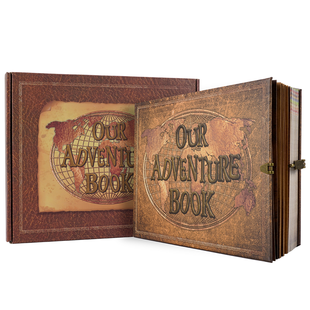 Álbum de fotos de viaje para manualidades, libro de aventuras de cuero, Retro, , aniversario, libro de invitados de boda, de memoria, 180 páginas: Rojo