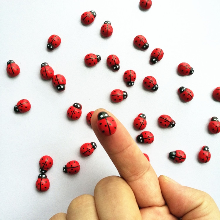 30pcs Of Beetle Wooden Ladybug Wall Stickers Refrigerator Magnet Children Kids DIY Craft Wedding Family Party Decoration