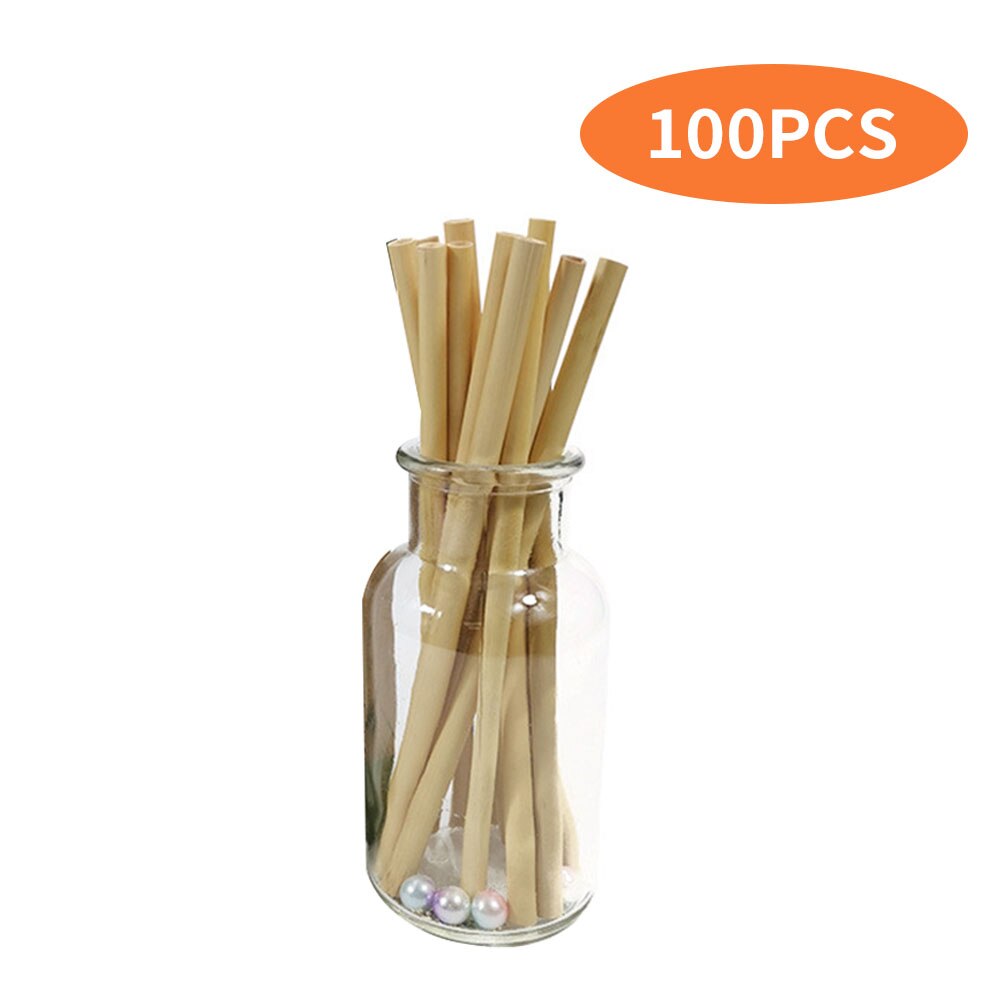 100Pcs Natuurlijke Tarwe Stro Rietjes Biologisch Afbreekbare Milieuvriendelijke Draagbare Rietje Keuken Bar Accessoires: Reed Straw