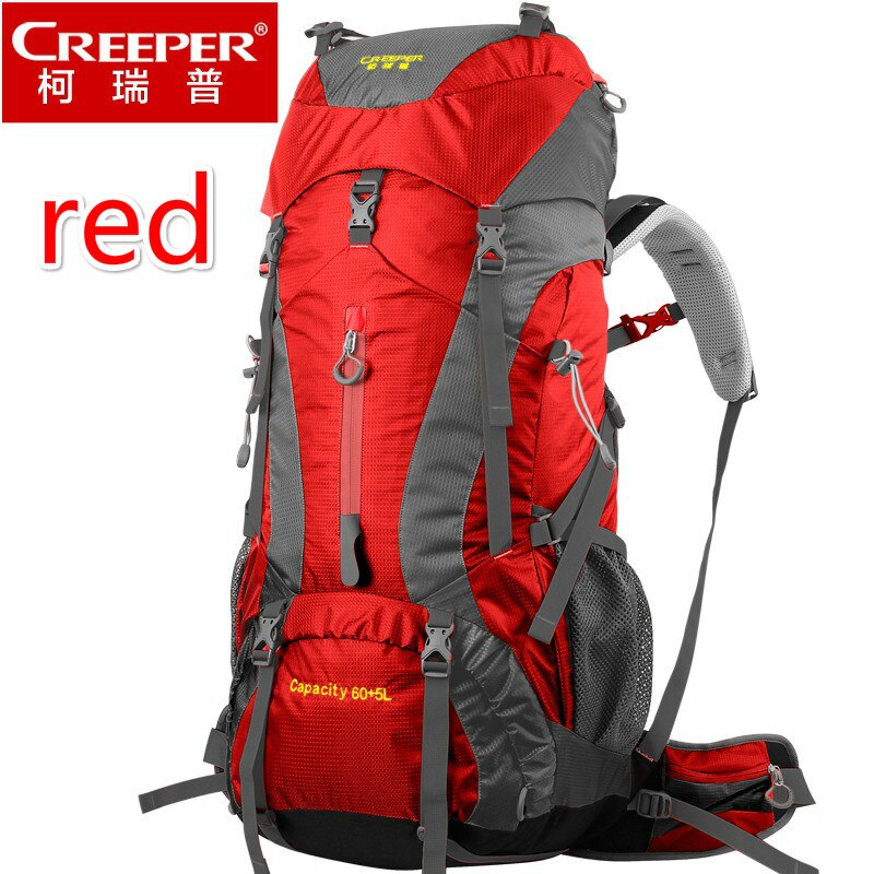 Creeper Impermeabile Professionale di Trasporto libero Zaino Telaio Interno Arrampicata Campeggio Trekking Zaino Alpinismo Bag 60 + 5L: Red