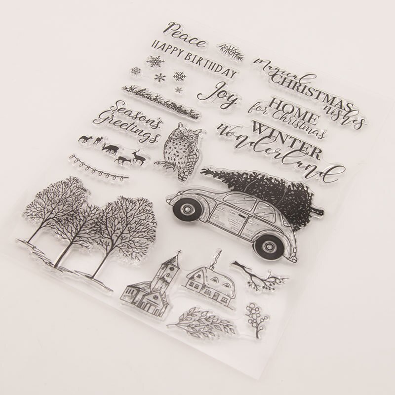 Christmas Clear Silicone Stamps With Snowflake Text Design
