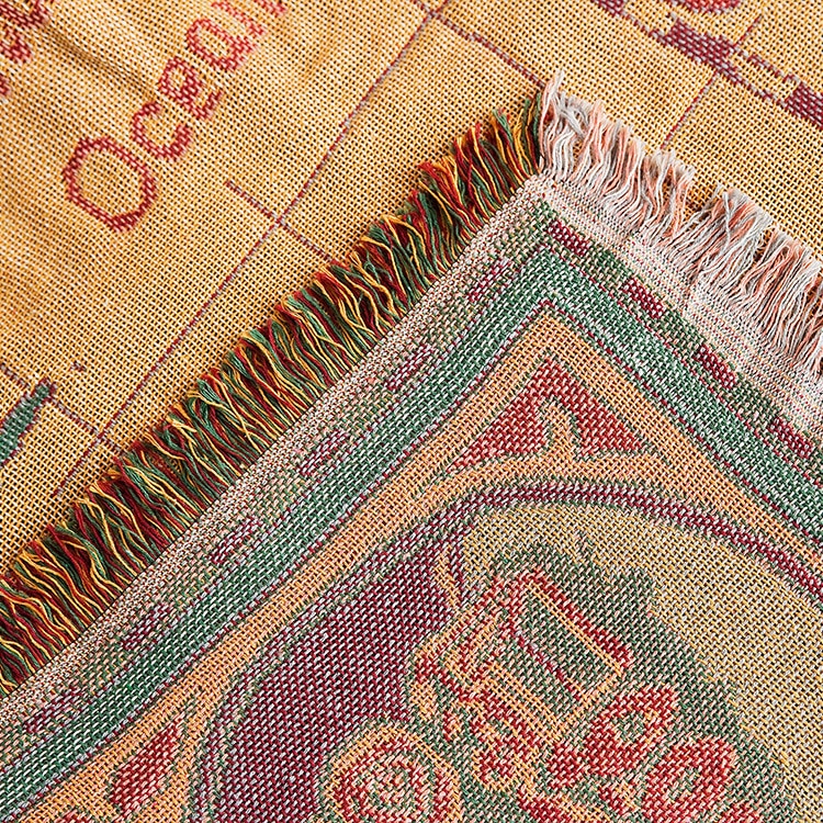 Manta a cuadros bohemia de algodón con mapa del mundo, sofá multifunción, funda decorativa para piano, tapicería, Cobertor, manta con borla