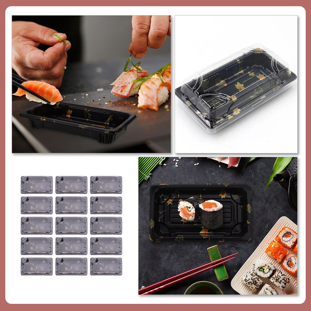 25pcs Sushi Take-out Box Disposable Rectangle Printing Take out Container