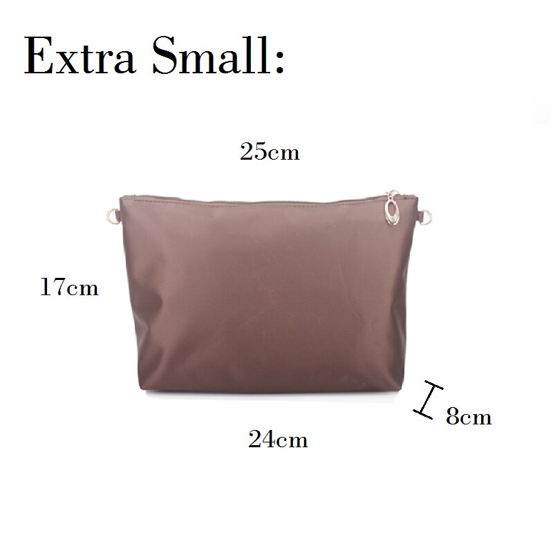 Nylon Tasche Einfügen Organizer Mit Zipper Taschen Weiches Licht Perfekte Geldbörse Veranstalter zu Halten Alles Ordentlich bolsa de maquiagem: Coffee Extra Small