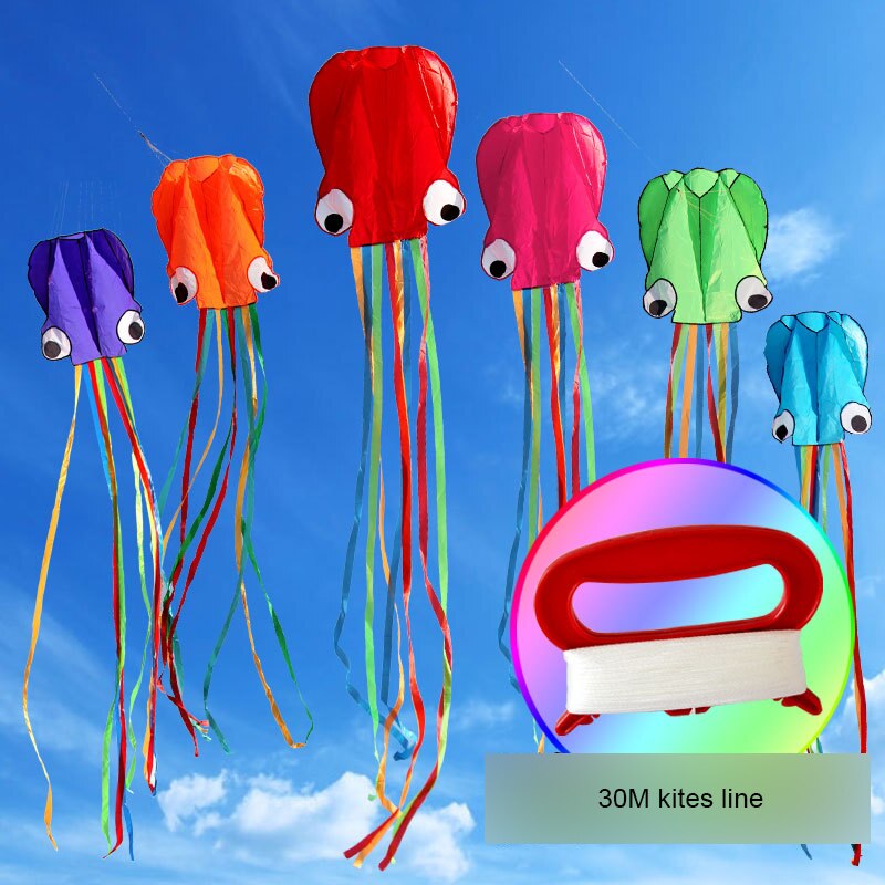 3D Kite Frameless Soft Parafoil Octopus Flying Kite Outdoor Sports Toy Children Kids Funny Kites Easy to Fly Power Kite