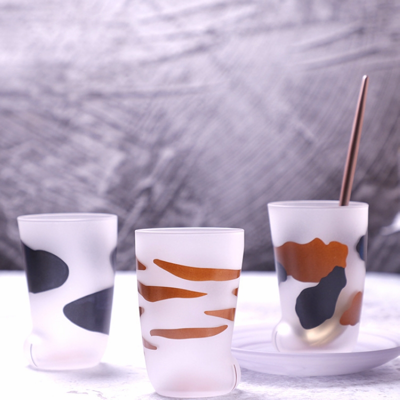 Taza creativa de cristal de leche de 300 ml taza con Gato Tigre patas tazas de café desayuno leche vaso personalidad niños botella de bebida