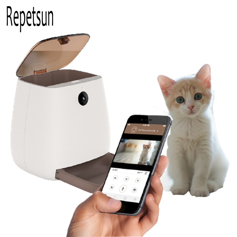 Stor kapacitet kæledyr automatisk foderautomat smart stemmeoptager app kontrol timer fodring kat hundemad dispenser med wifi kæledyr skål