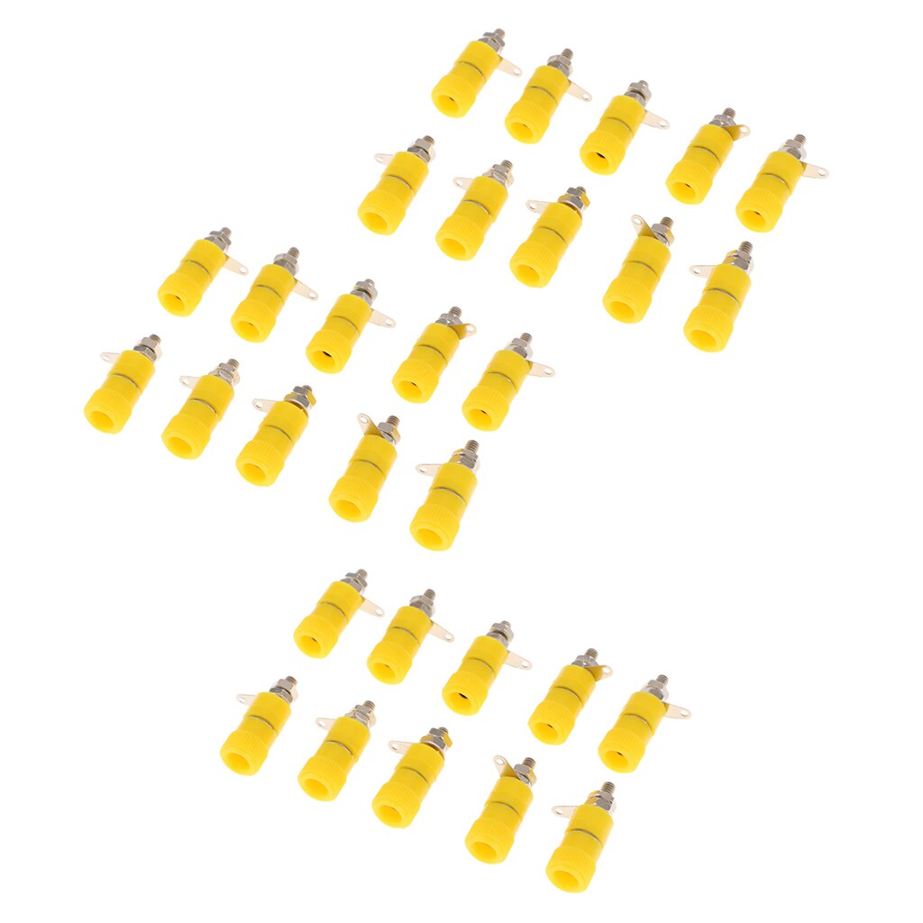 30 Stuks JS-910B 4Mm Banana Plug Jack Banana Binding Post Terminal Geel