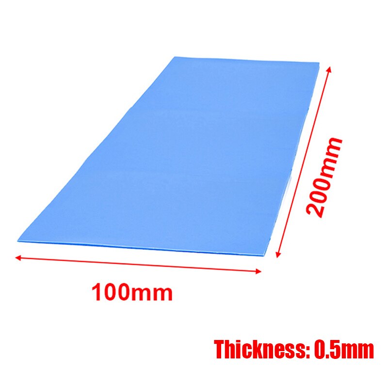 Rgeek varmeafledning silikone pad køling termisk måtte cpu/gpu grafikkort termiske puder bundkort silikone fedtpude: 100 x 200 x 0.5mm