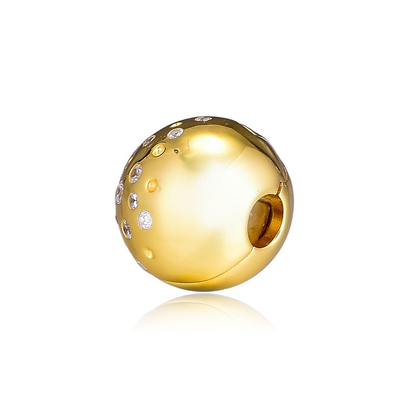 Spring Garden Shine Scattered Golden Shine Clip Charm Beads for Jewelry Making Pave Stones Round Silver 925 Beads for Bracelets