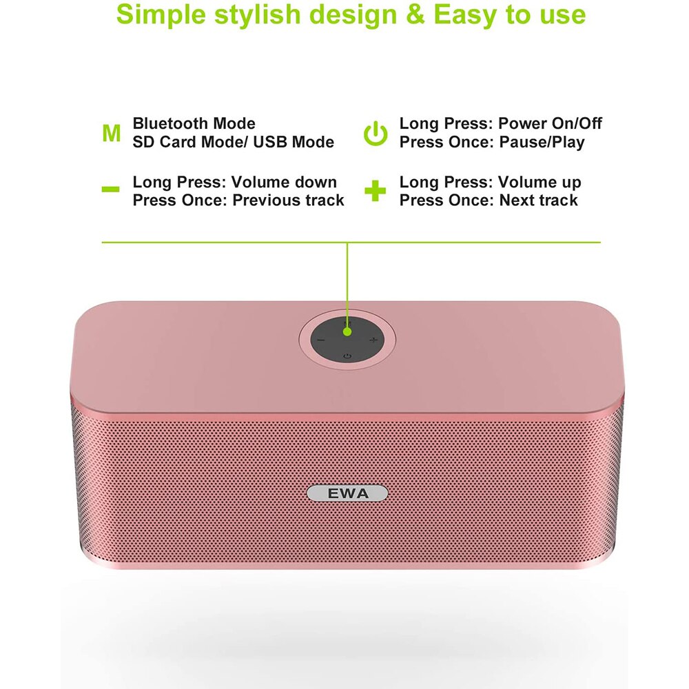 Ewa W300 Bluetooth Speaker Draagbare Draadloze Luidspreker Sound Systeem 3D Stereo Muziek Surround Outdoor Speaker Ondersteuning Tf Card