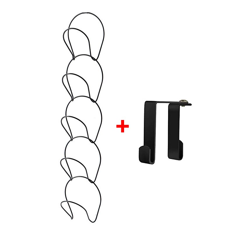 Porte-chapeau mural réglable à 5 anneaux, présentoir de rangement derrière les portes, porte-écharpe, crochets de sac, étagère de rangement pour la maison: Black Adjust hook