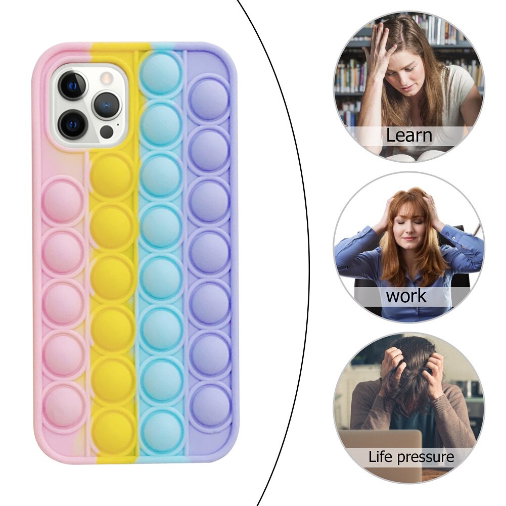 Push Bubble Toy Phone Case Silicone Relieve Stress Pop Fidget Toys Phone Case For iPhone 11/11 Pro/11Pro MAX/12Pro MAX