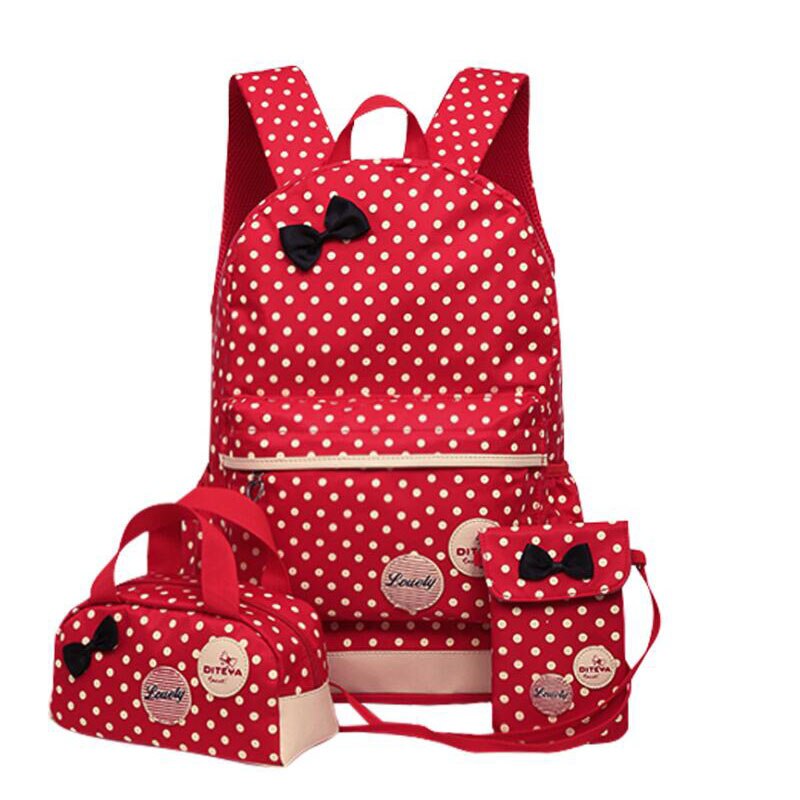 Orthopädische Primäre Rucksäcke Für Mädchen Schule Taschen 3 teile/satz Schul Dot Druck Schul jugendliche bookbag Rucksack Moch: Color 9