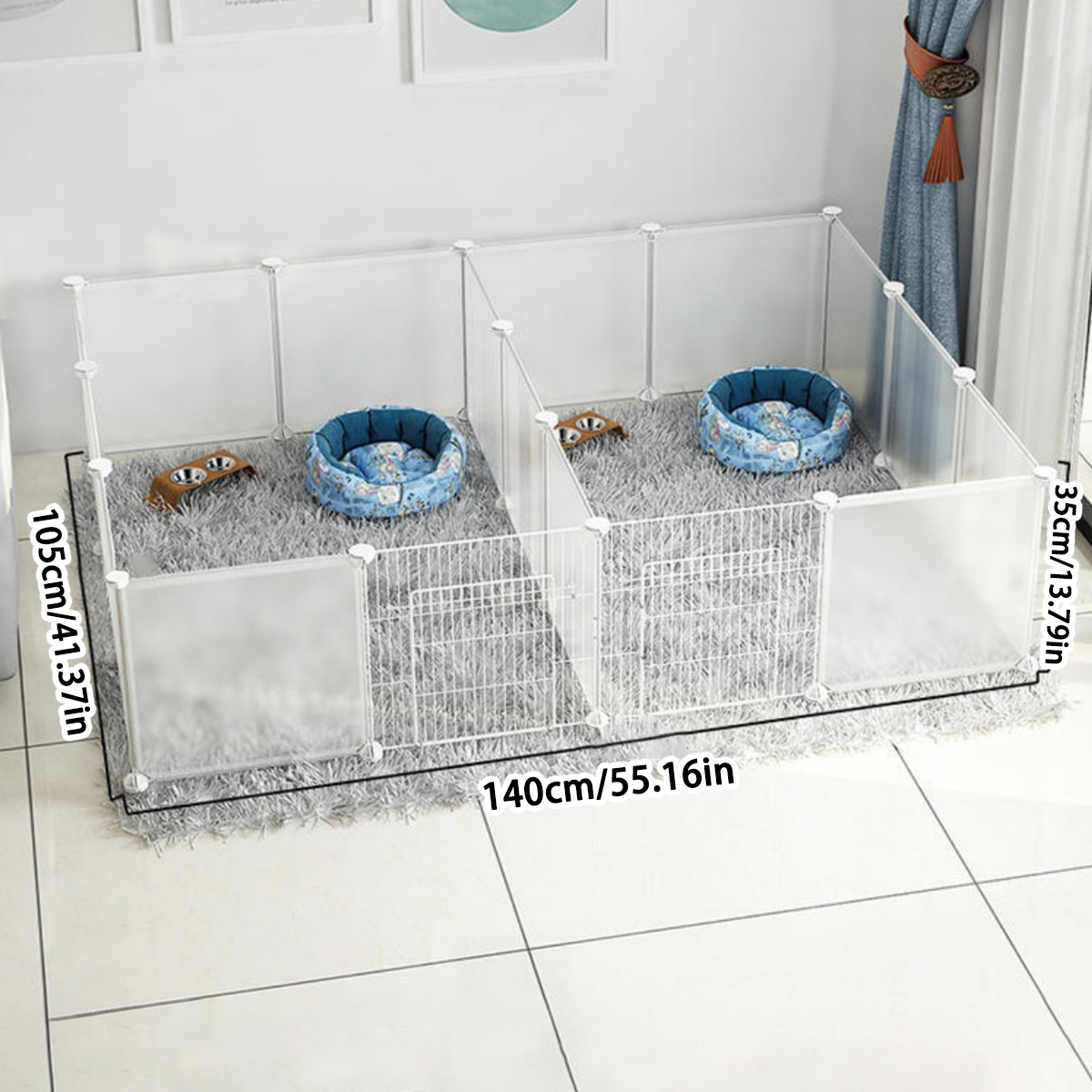 Isolatiebord voor kleine dieren, beschermhek voor kleine en middelgrote honden, verwijderbaar hek voor huisdieren, transparante kooi, kattenkooi, afneembaar en wasbaar: Luipaard