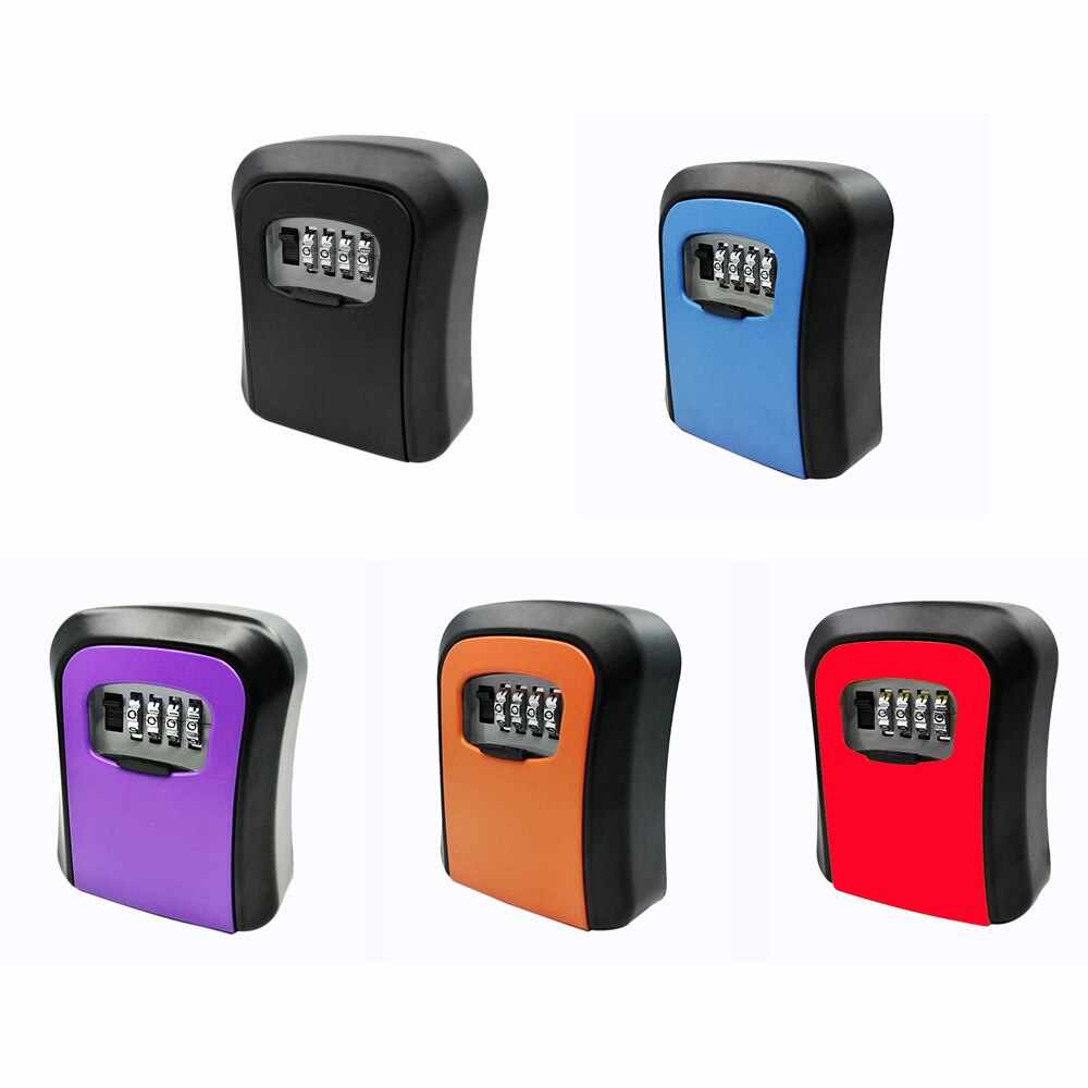 Password Key Lock Box Wall Mounted Zinc Alloy Key Box Weatherproof 4 Digit Combination Key Storage Lock Box