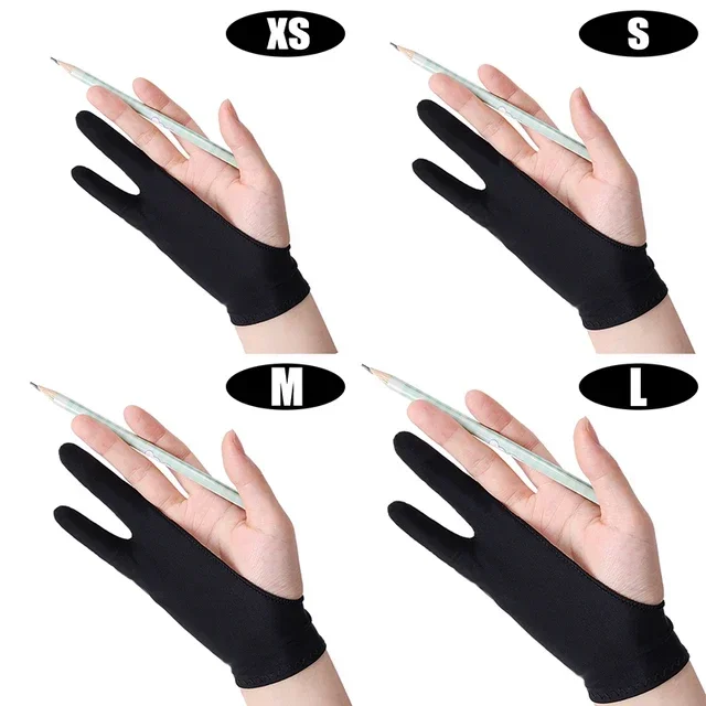 Zeichenhandschuh, Handflächenabweisung, Zwei-Finger-Handschuhe für Apfel IPad, kapazitives Tablette, Bildschirm, Künstler, Rechts-/Linkshand-Grafiktablett: Orange