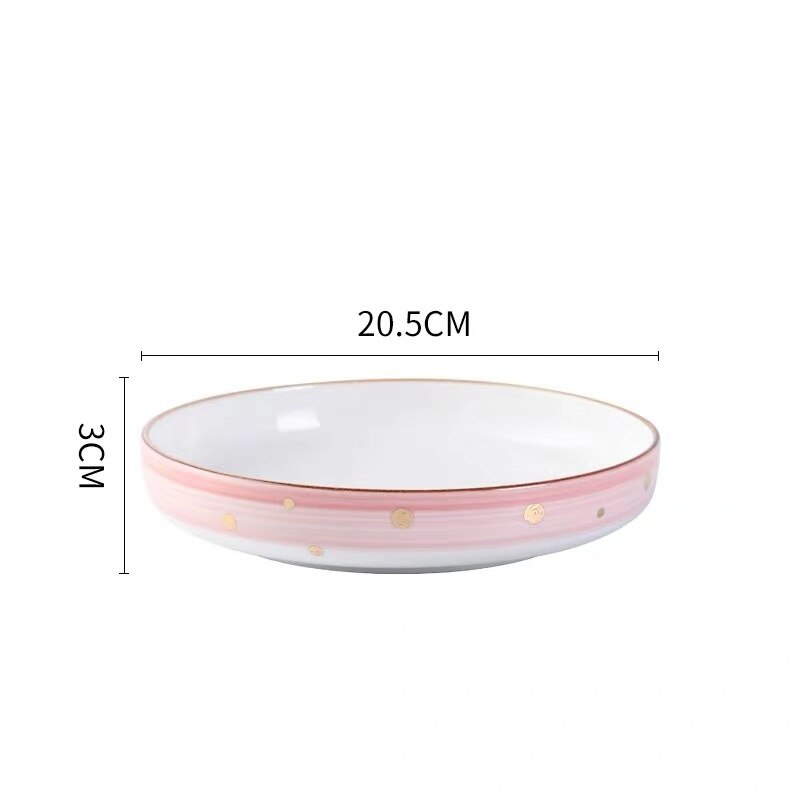 Nordic Kurze Welle Topf Große fisch Teller Runde Keramik Geschirr Pizza Platte Kochgeschirr Porzellan Sushi Geschirr: 8in deep plate pink
