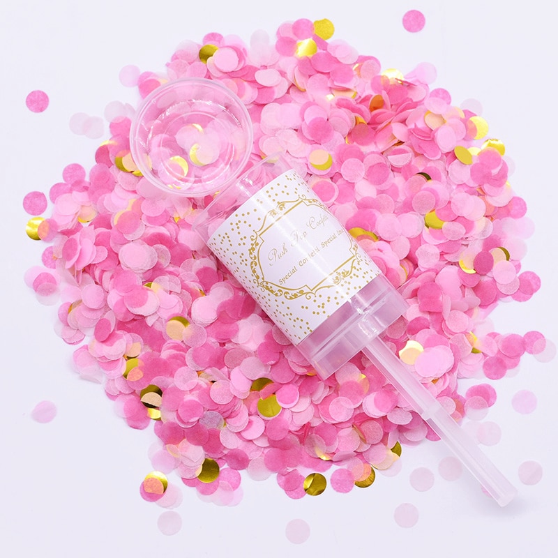 1Pcs Confetti Push Poppers Wedding Bridal Shower Mixed Push Pop Paper Confetti Baby Shower Unicorn Birthday Party Decorations