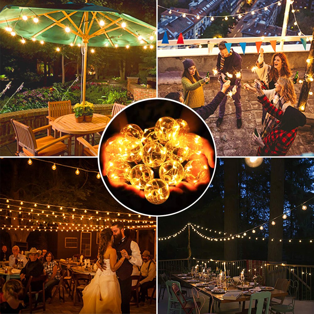 10M G40 globe string lampjes Outdoor Waterdichte Patio Lichten Koperdraad LED Lichten Bal Bruiloft Woondecoratie