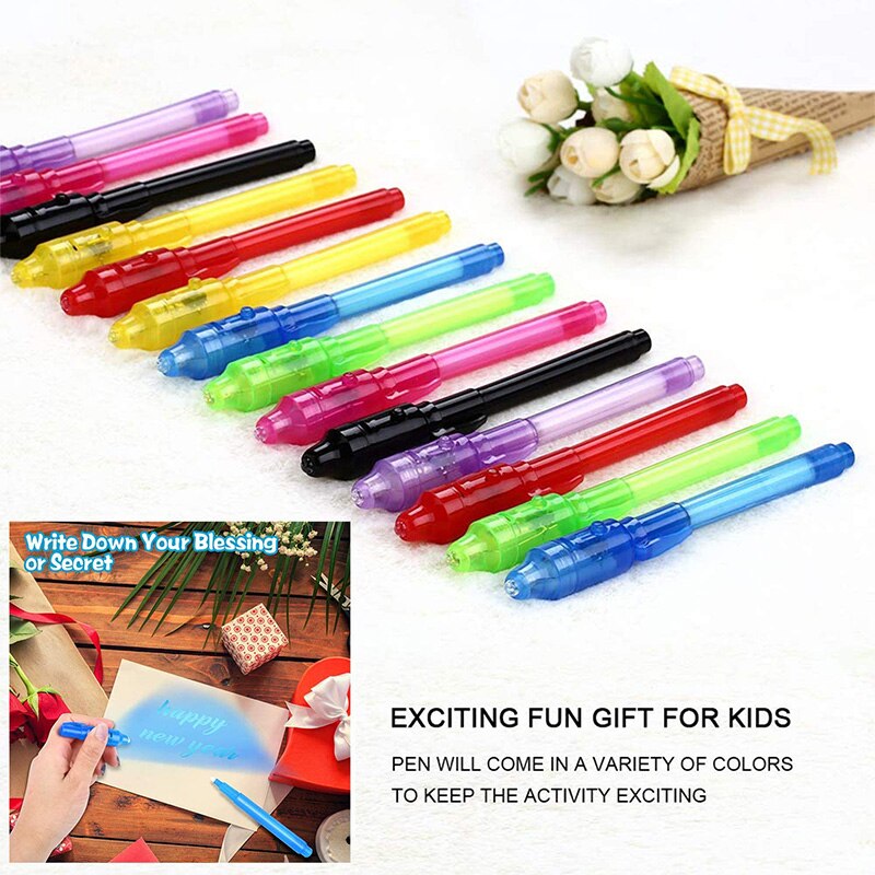 Onzichtbare Inkt Pen,Pen Met Uv Licht Magic Marker Pennen Voor Secret Bericht En Verjaardag, schrijven Geheime Boodschap, 28Pcs