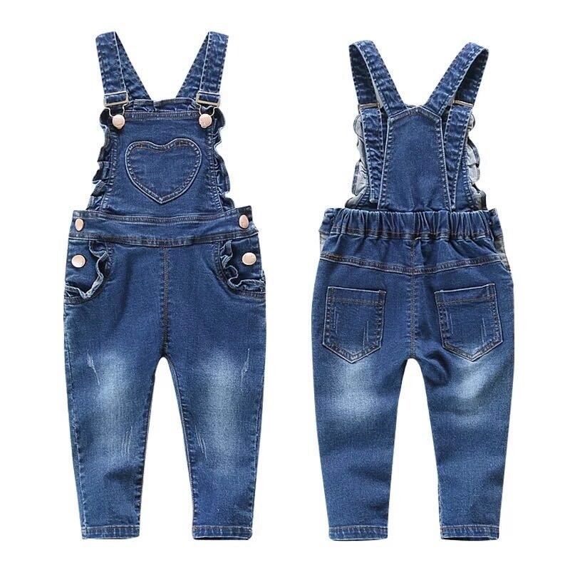 Combinaison en jean pour enfants, nouvelle , salopette pour enfants, en motifs de cœur, pantalons pour garçons et filles