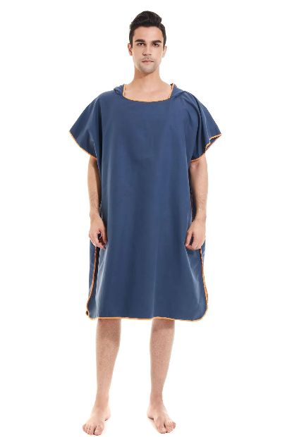 Surfponcho Aankleedhanddoek met capuchon Microvezel stranddeken Badhanddoek Zwemhanddoek Wetsuit Strandponcho: zwart