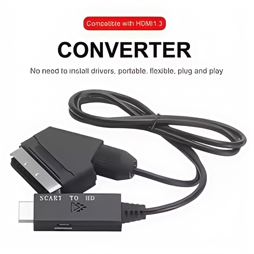 SCART naar HDMI-converter - 720P/1080P video-audioadapterkabel voor HDTV/DVD, SCART-ingang naar HDMI-uitgang