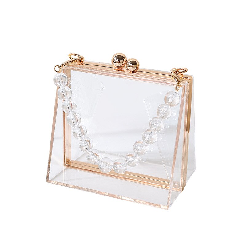 transparent Trapez Acryl Kasten Party Kupplung Frauen Geldbörsen und Handtaschen Kette Schulter Tasche Hochzeit Abend: Ursprünglich Titel