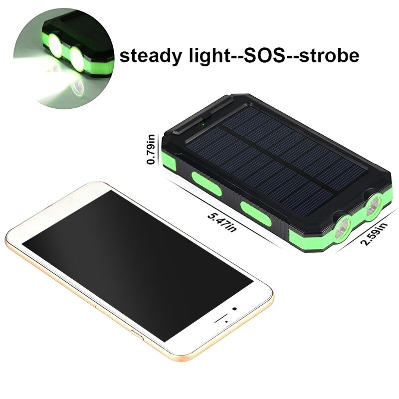 20000mAh Portable Outdoor Solar Power Bank, Solar Charger Camping External Backup Battery Pack with LED Light Waterproof