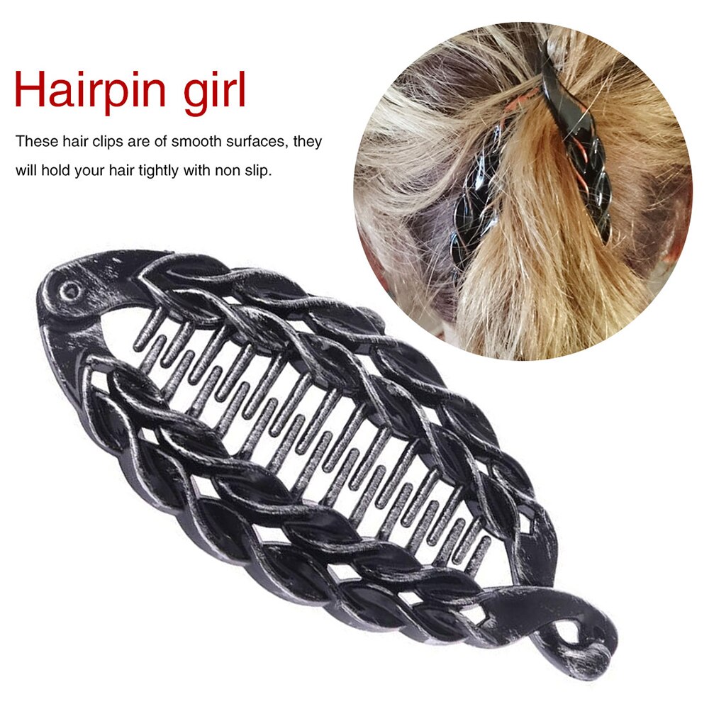 1Pcs Vintage Banaan Haar Clip Vrouwen Lui Haar Kam Clips Vis Vorm Haar Klauw Clips Haar Haarspeldjes Haarspelden Haar accessoires