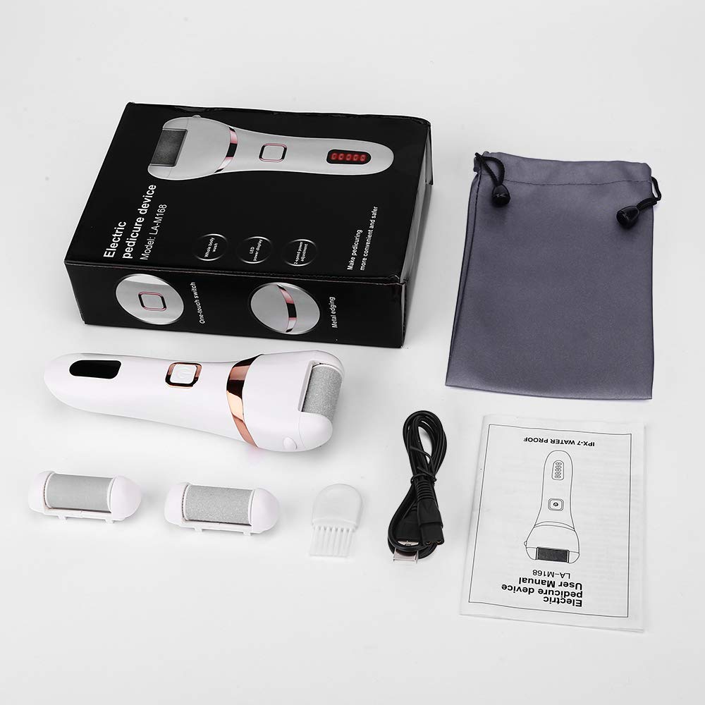 YBLNTEK-eliminador de callos eléctrico, herramienta de pedicura, cuidado de los pies, resistente al agua, eliminador de durezas: White