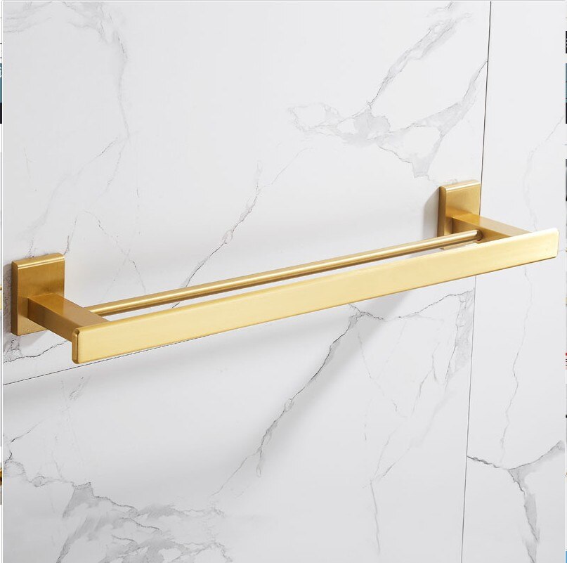 Bathroom Hardware Set Square Brushed Gold Bath Hardware Set Stainless Steel Towel Rack Paper Holder Gold Hardware Sets