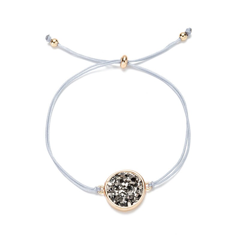 Ronde Druzy Drusy Armband Faux Hars Druse Stone Verstelbare Touw Koord Armband Sieraden voor Vrouwen/Vriendin