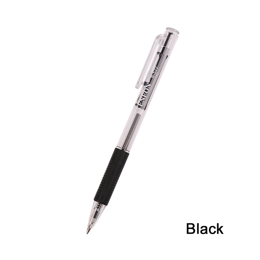 TENFON 1PC bolígrafo de plástico rojo azul y negro 3 colores bolígrafo de punta de bola transparente B-522: Black