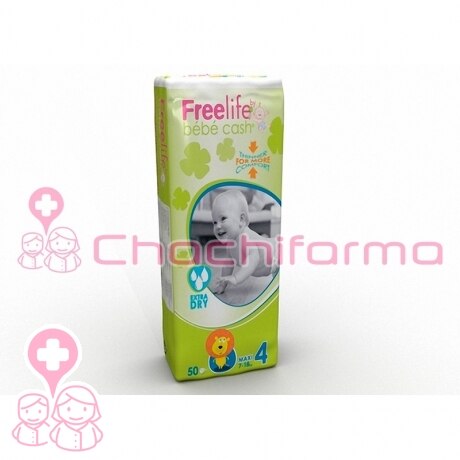 Pañales clásicos FreeLife by BebeCash Pañales Talla 4 7-18 Kg 48 uds Maxi Freelife by bebe cash