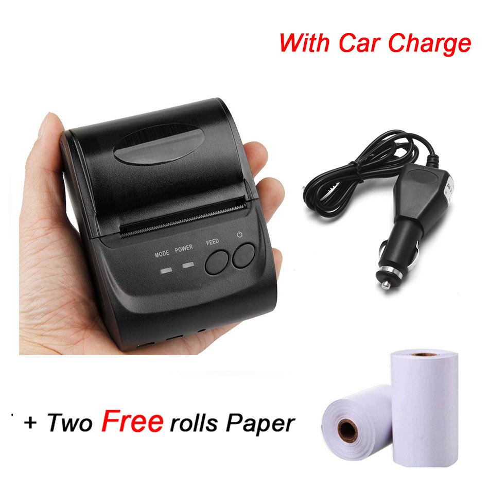 Pos-printer android draagbare bluetooth thermische printer mini 58mm bluetooth android ios pos-printer mobiele usb-bonprinter: Printer en auto opladen / Britse stekker