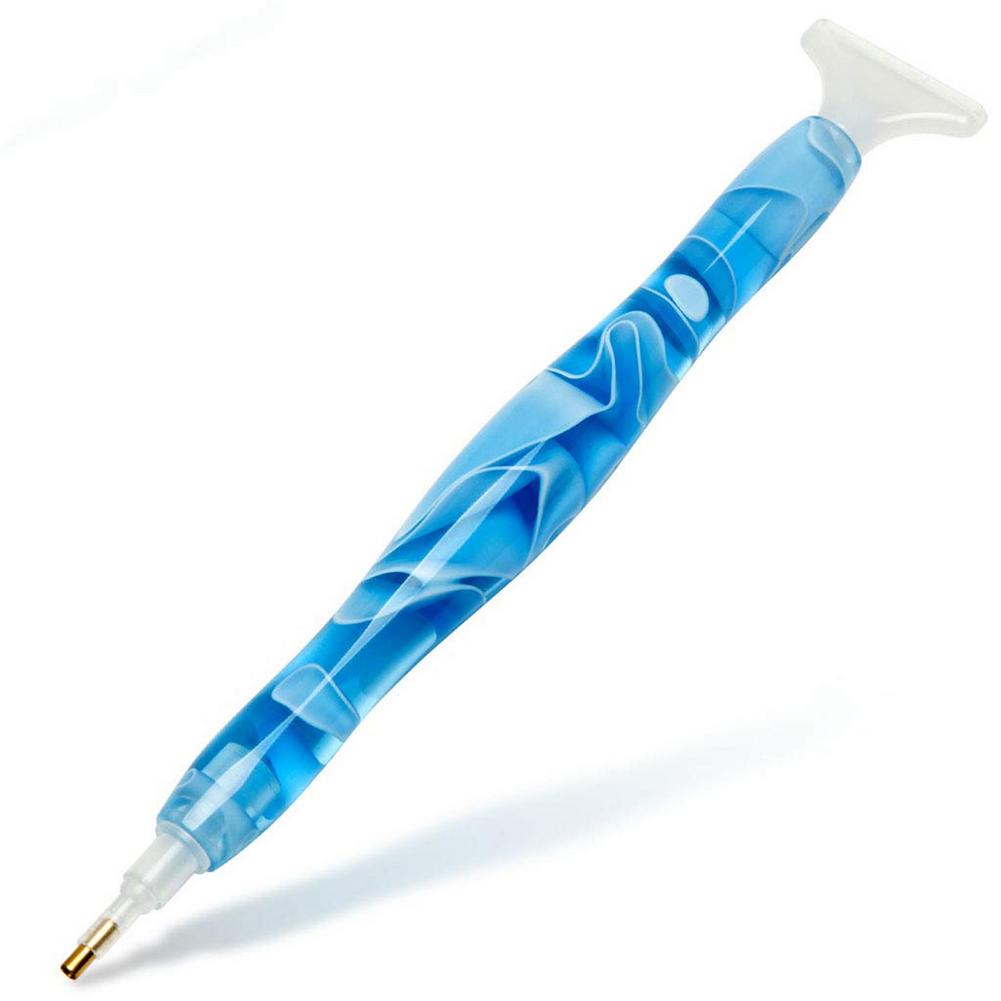Stylo à pointe diamant en résine peint à la main, outil de manucure 5D, bricolage, broderie diamant, fait à la main, poinçon fantaisie, outil de couture: Blue