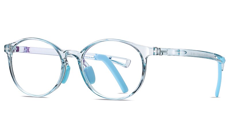 Kachawoo boy anti blue light glasses child protection TR90 round glasses frame kids optical computer green brown: light blue frame