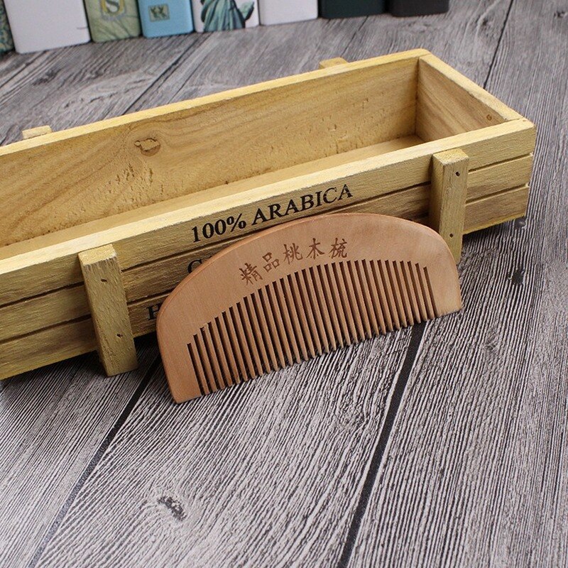Natuurlijke perzikhouten kam, tanden sluitend, antistatisch, ontwarrend, baardkam, hoofdmassage, haarborstel, haarverzorgingstools voor op reis.: Default Title