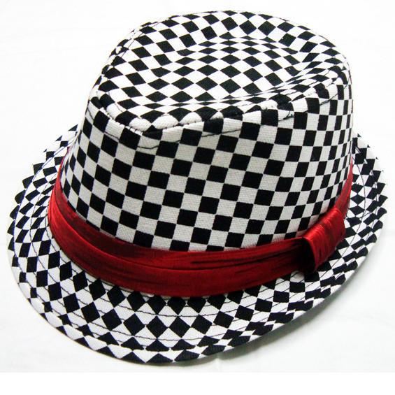 retail One piece Plaid Boys Fedoras baby cap