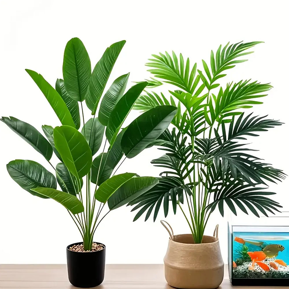 2 Stück 82 cm große Simulation künstlicher Palme und Bananenblätter Topfpflanzen für den Innenbereich, Grünpflanzen, Garten-Topfpflanze