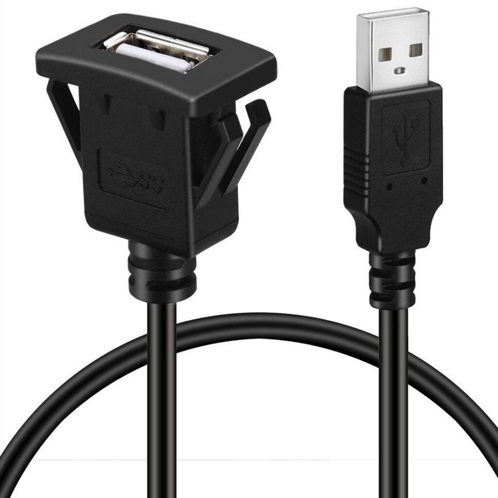 3.3ft Car Dashboard Panel Flush Mount Interface Cable With USB 2.0 Connector