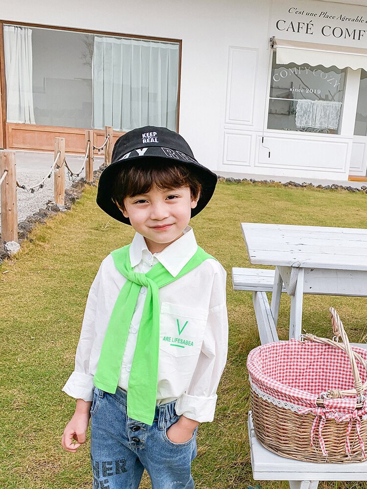 Børns bomuld hvid skjorte smukke drenge personlighed tynd skjorte koreansk tidevand børn lange ærmer vestlig stil