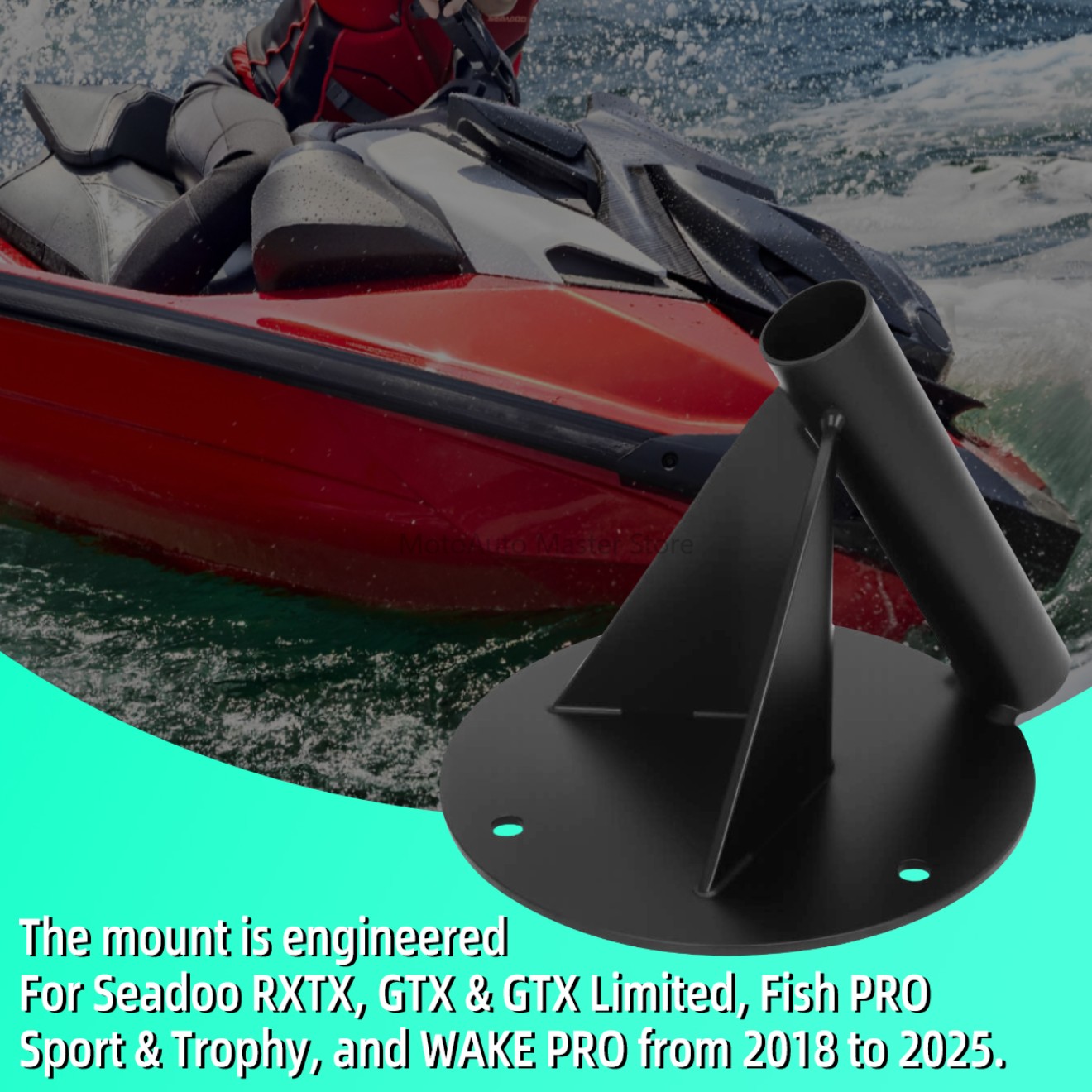 Edelstahl für Seadoo Insta 360 Selfie Stick Heckdeckhalterung für RXPX GTR GTI RXTX GTX FISH PRO WAKE PRO 3D-gedrucktes PETG