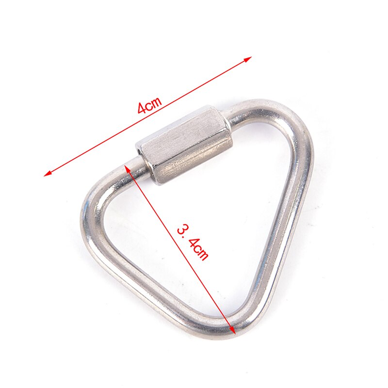 Mosquetón triangular sólido de acero inoxidable, llavero, gancho de Clip, hebilla, bloqueo de tornillo, bloqueo de seguridad para escalada en roca de alta altitud: B