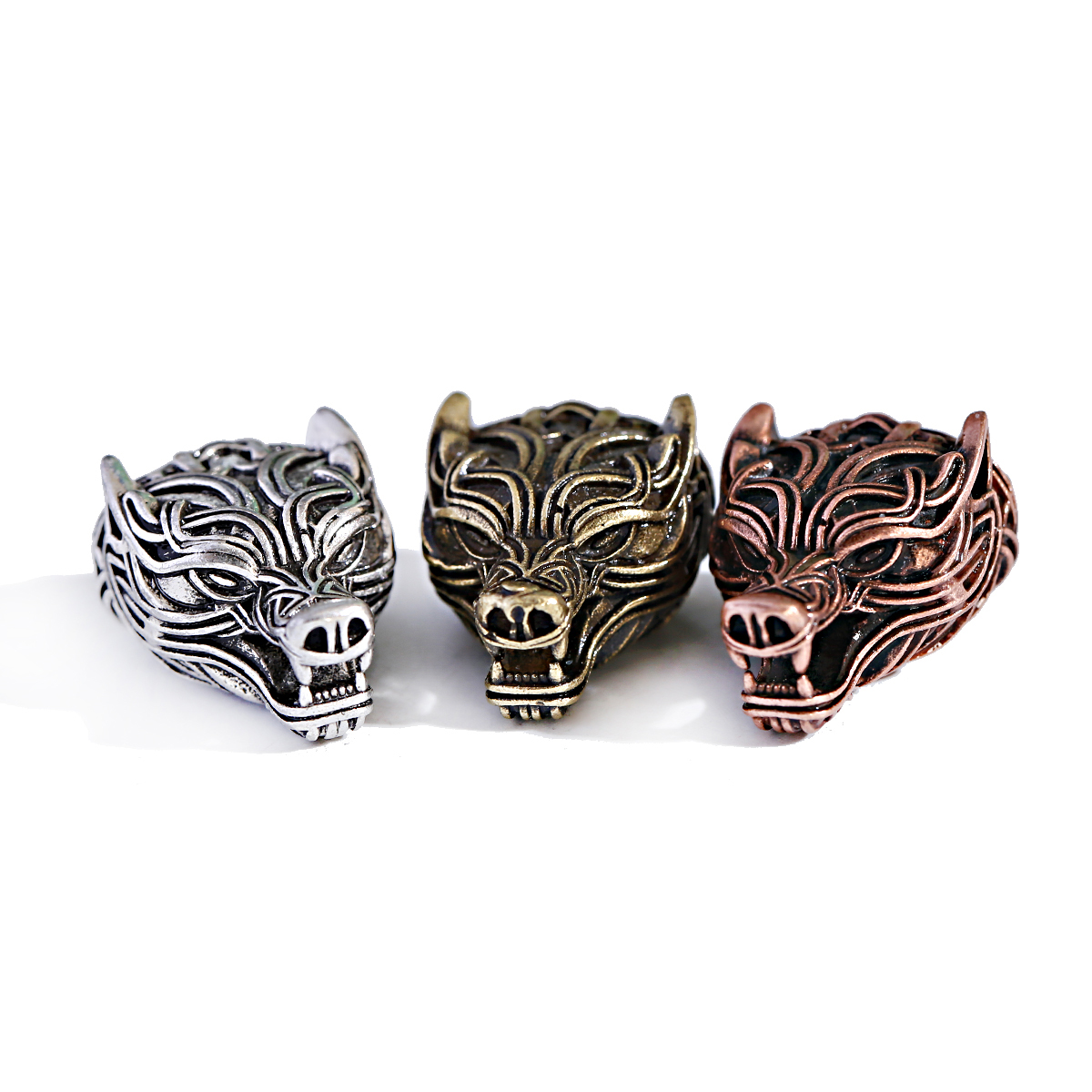 Cuentas de Paracord Vintage para hombre, abalorios de bronce antiguo, cobre, León, casco, Calavera, abalorios para pulsera, fabricación de joyas, 3 uds./Set: Rosa claro