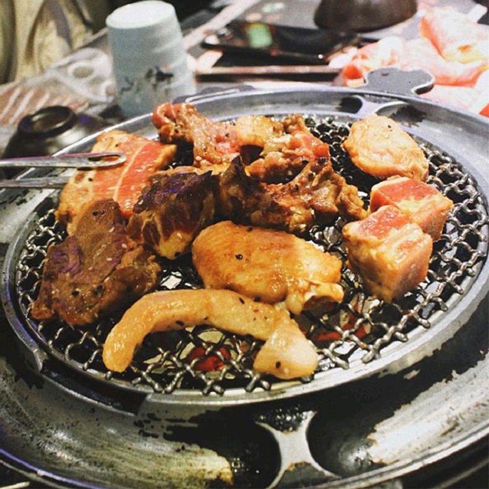 Grelha redonda de aço inoxidável para churrasco, rede para assar, malha não aderente, churrasco, assadeira, ar livre, acampamento, churrasqueira, ferramentas de cozinha