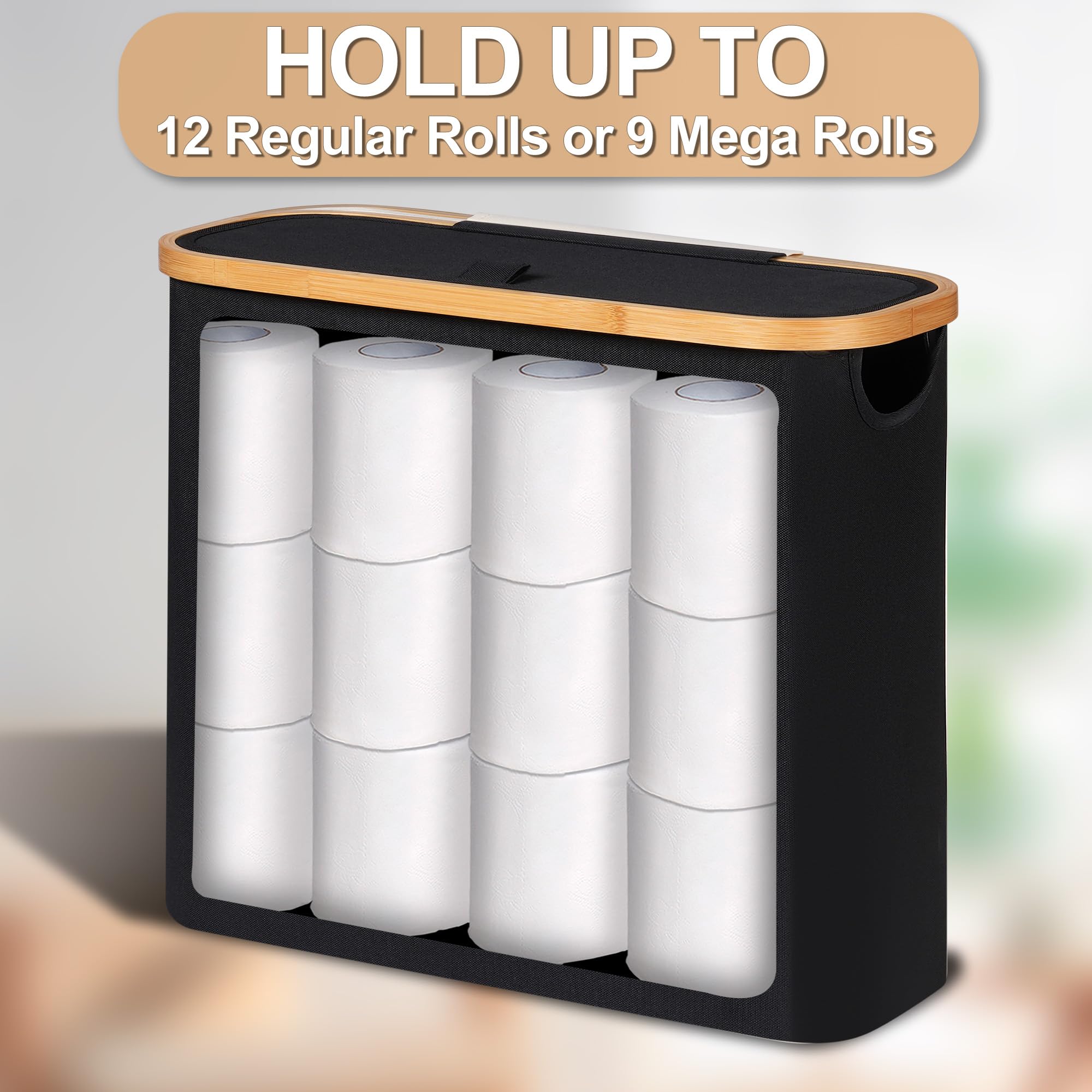 Toilet Paper Storage Basket with Lid Toilet Paper Storage Holder Stand Organizer for Bathroom Toilet Paper Storage Box Container